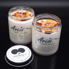 Aries Zodiac Crystal Candle