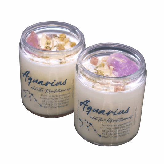 Aquarius Zodiac Crystal Candle