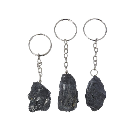 Raw Black Tourmaline Gemstone Keychain