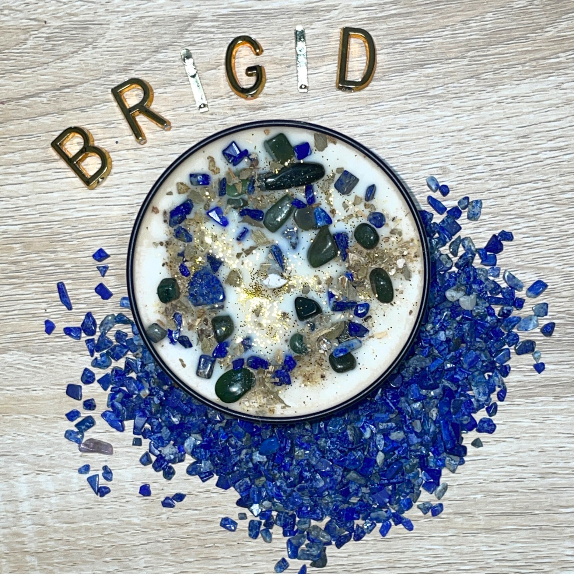 St. Brigid Celtic Goddess Crystal Candle