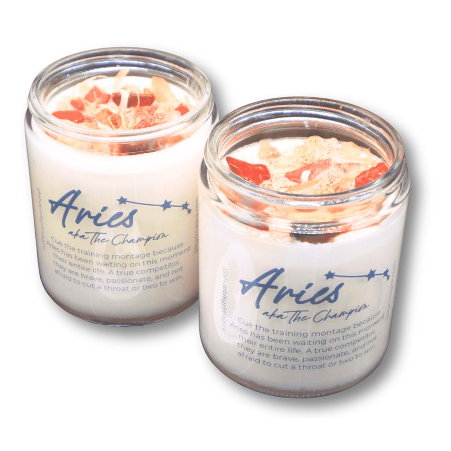 Aries Zodiac Crystal Candle