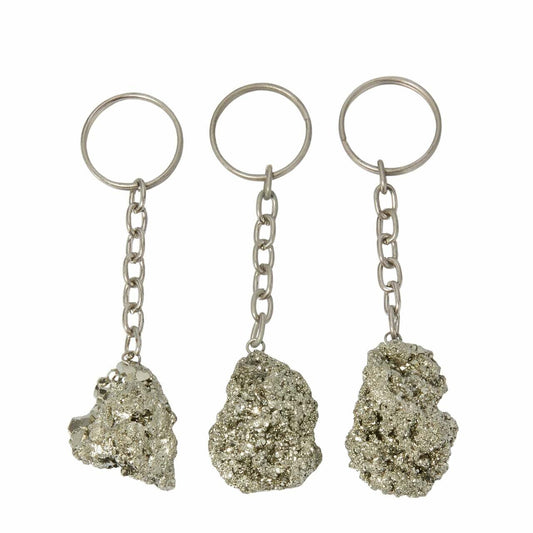 Raw Pyrite Gemstone Keychain