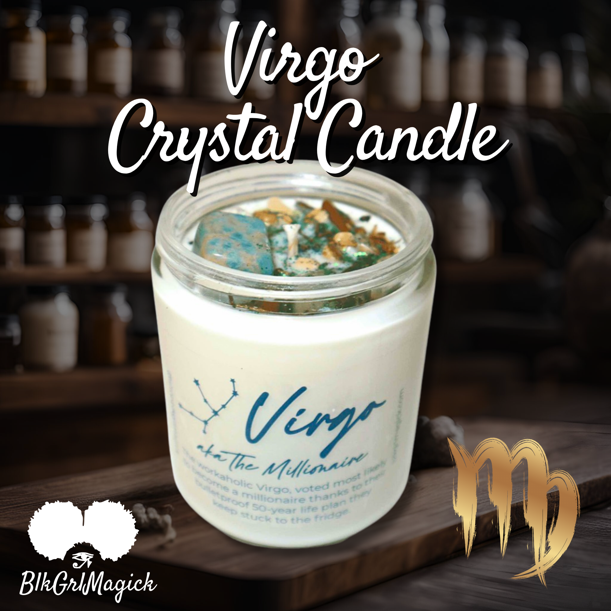 Virgo Zodiac Crystal Candle