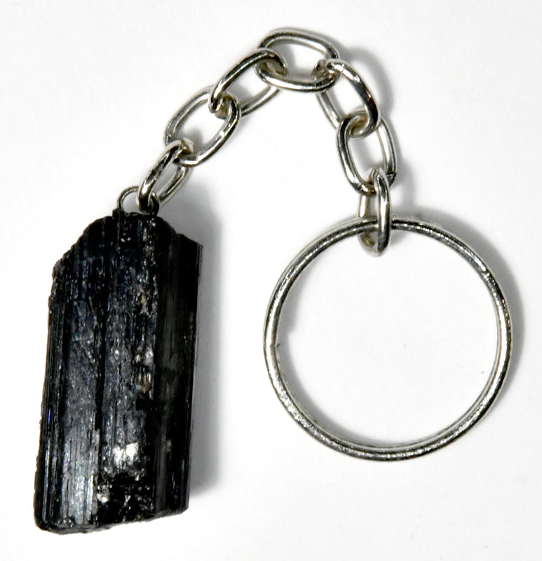 Raw Black Tourmaline Gemstone Keychain