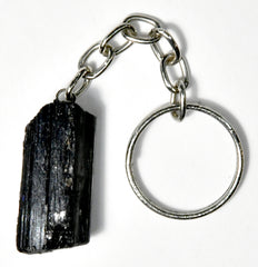 Raw Black Tourmaline Gemstone Keychain