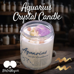 Aquarius Zodiac Crystal Candle