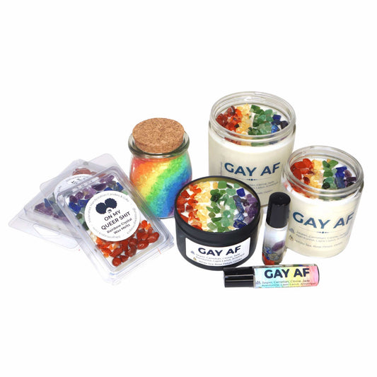 Queer Pride Rainbow Crystal Candle Gift Set