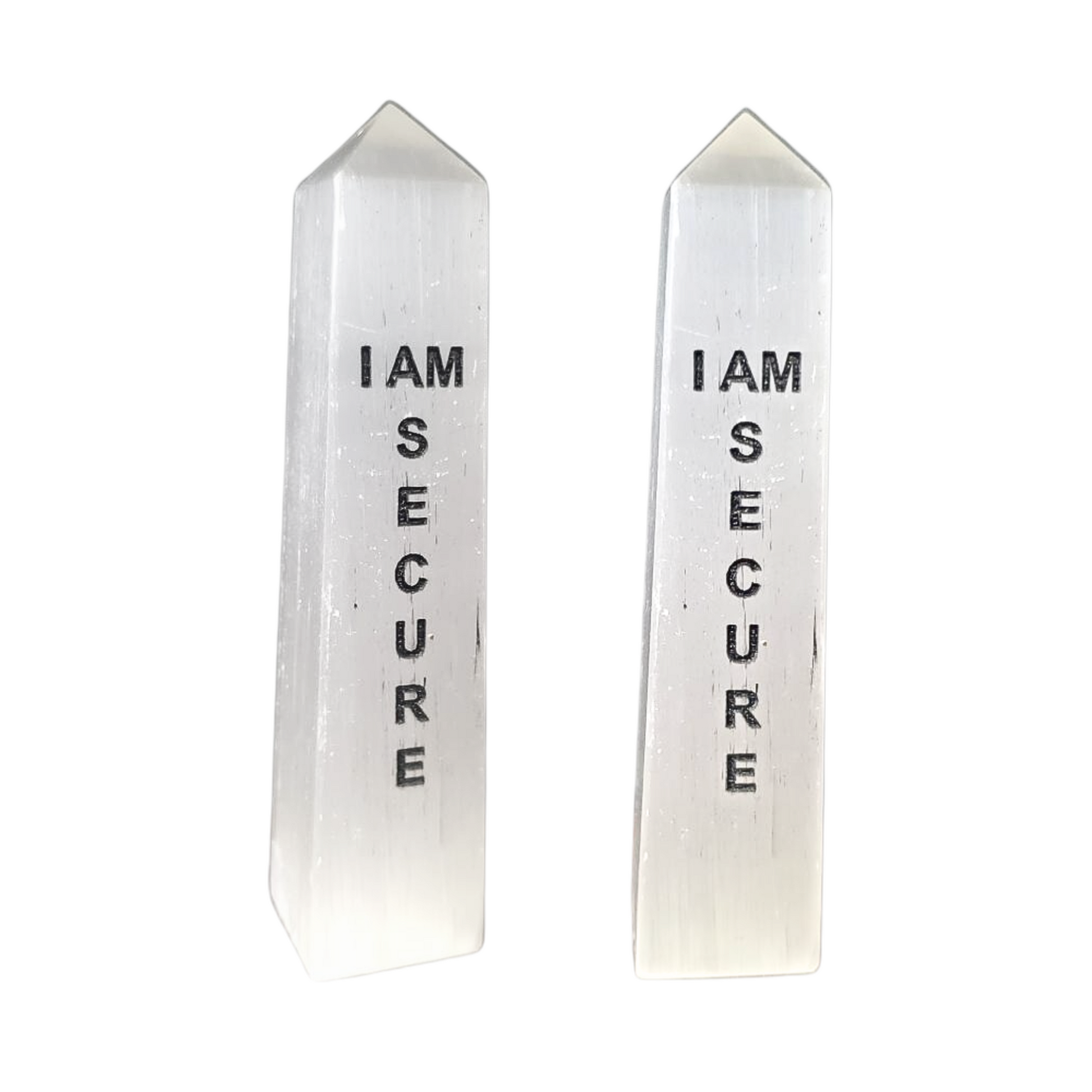 I Am Secure Selenite Crystal Tower