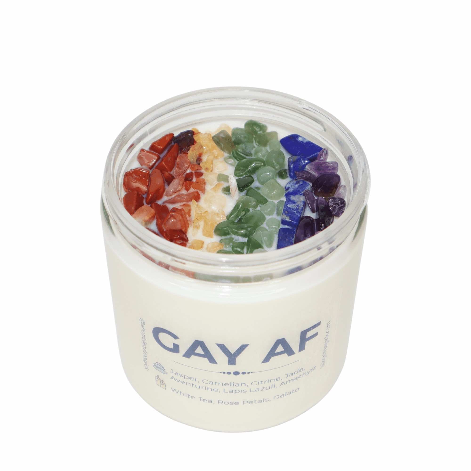 Gay AF Queer Pride Rainbow Crystal Candle