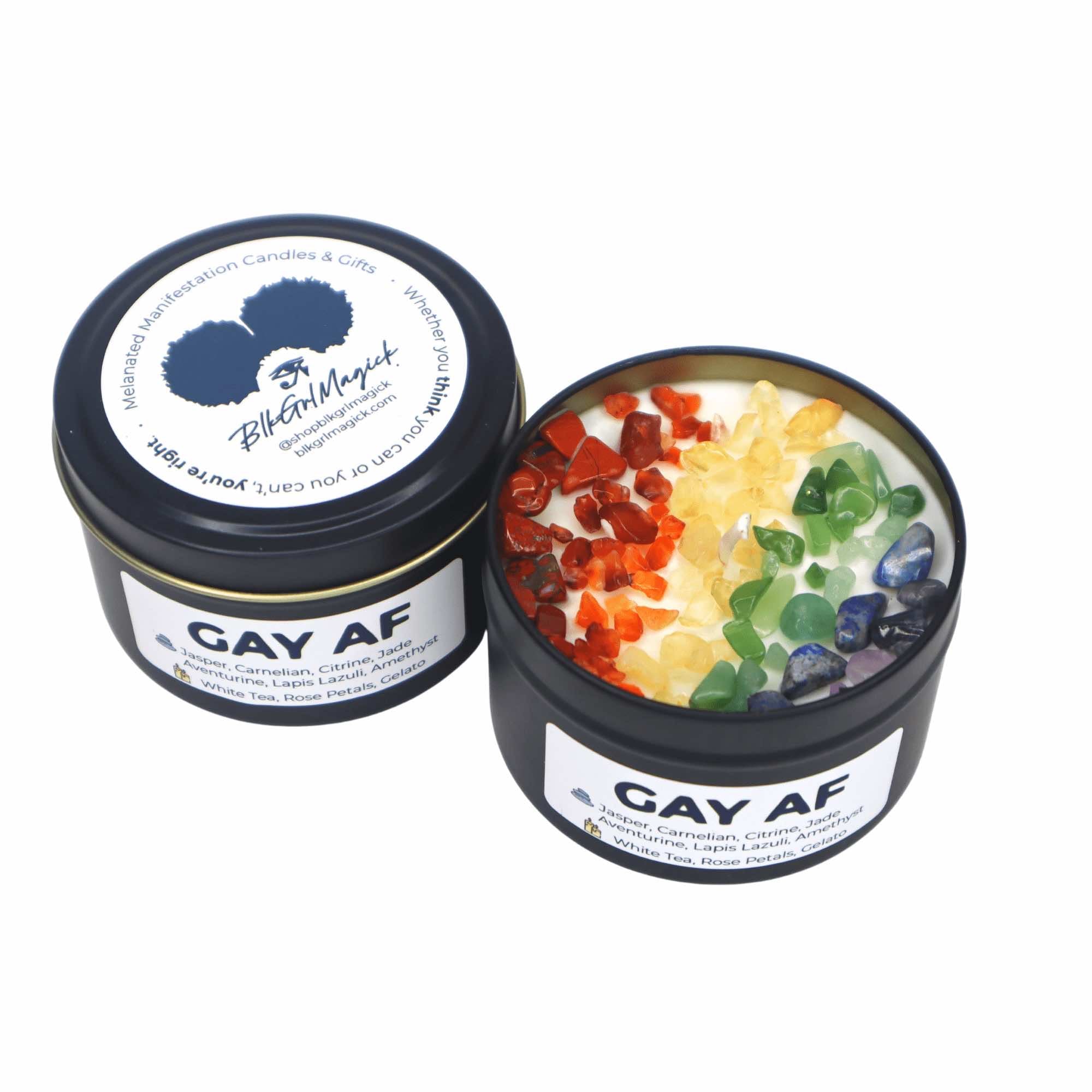 Gay AF Queer Pride Rainbow Crystal Candle