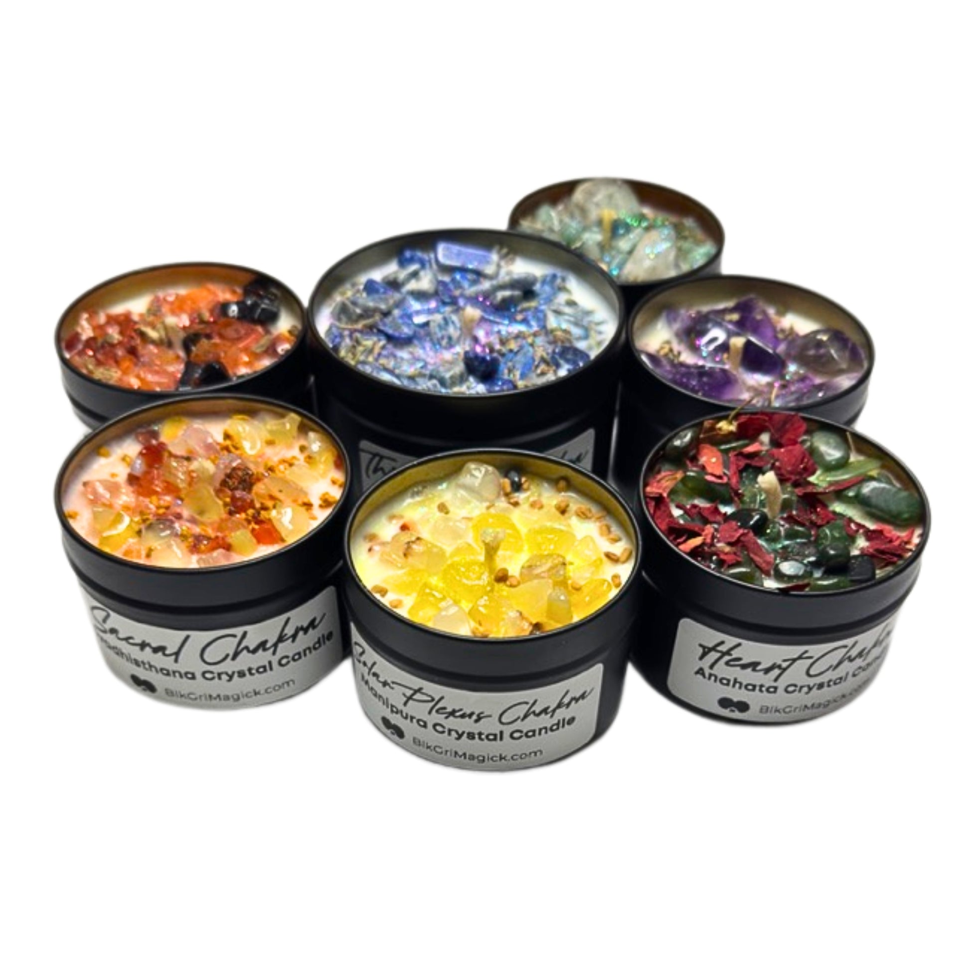 Throat Chakra Crystal Candle