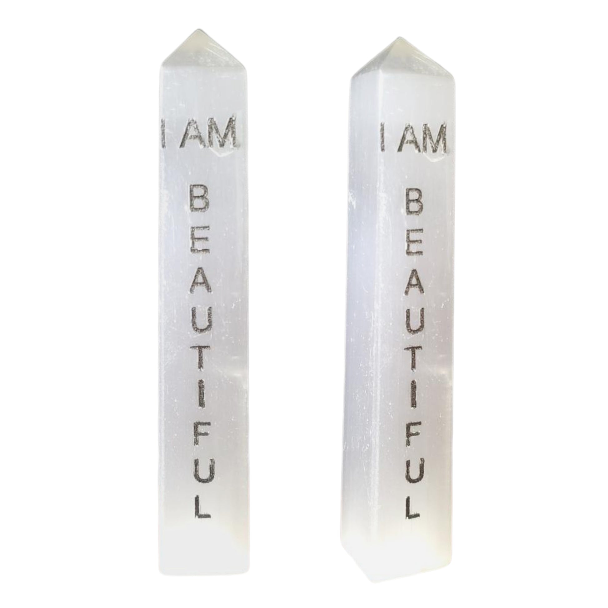 I Am Beautiful Selenite Crystal Tower