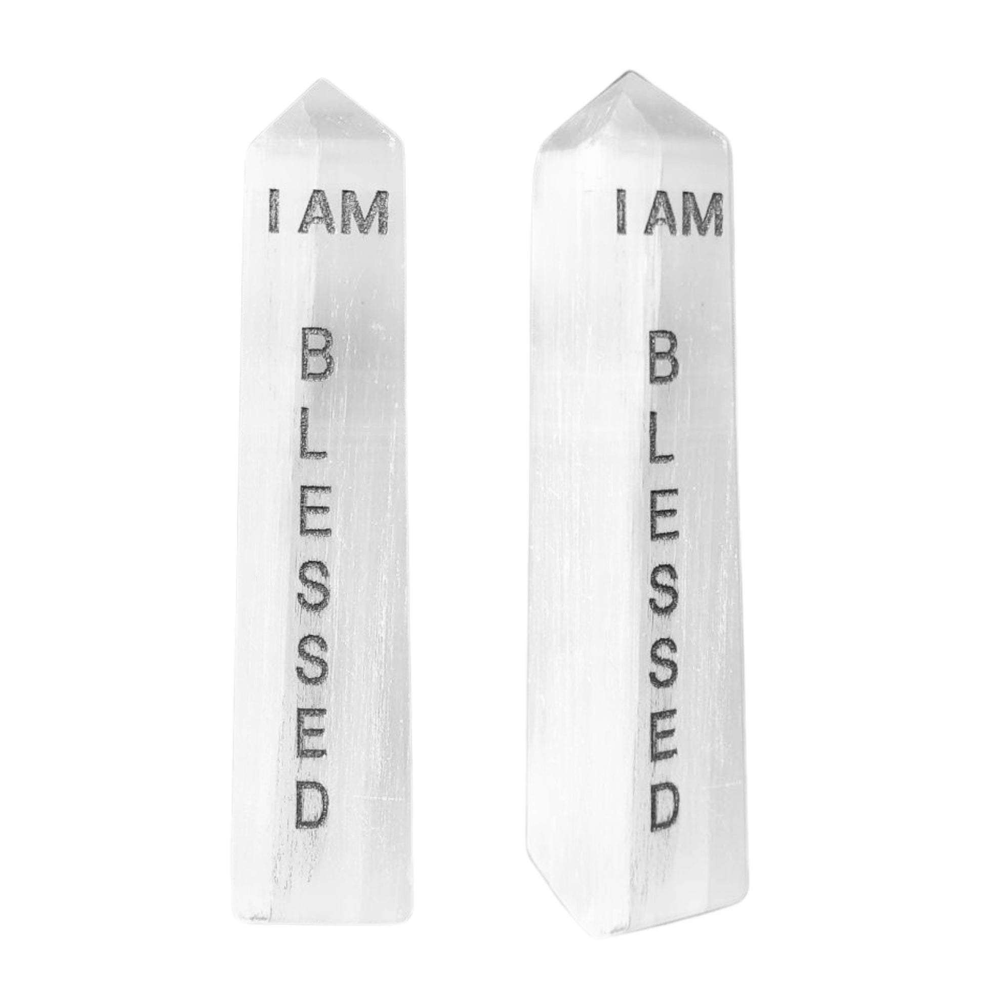 I Am Blessed Selenite Crystal Tower