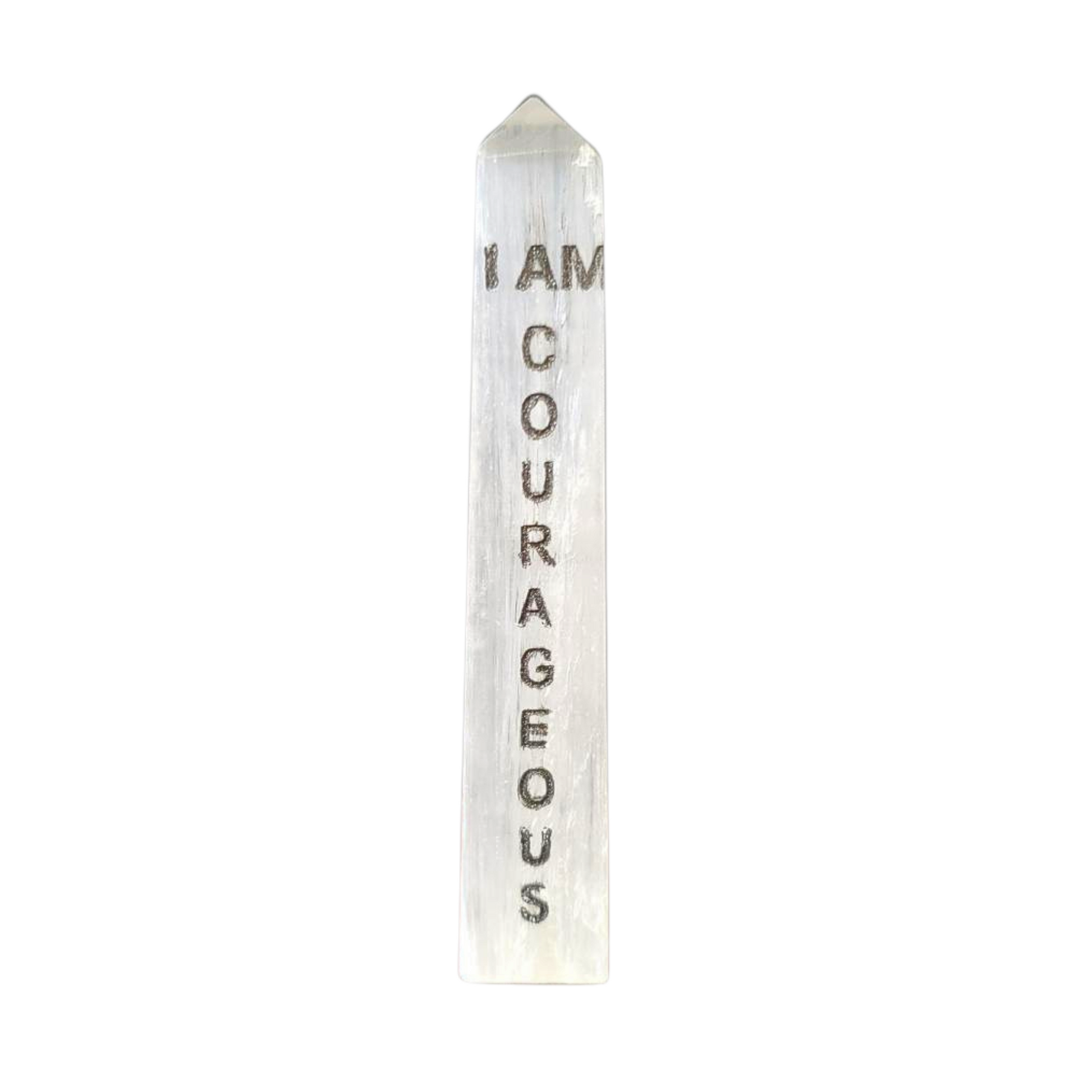 I Am Courageous Selenite Crystal Tower