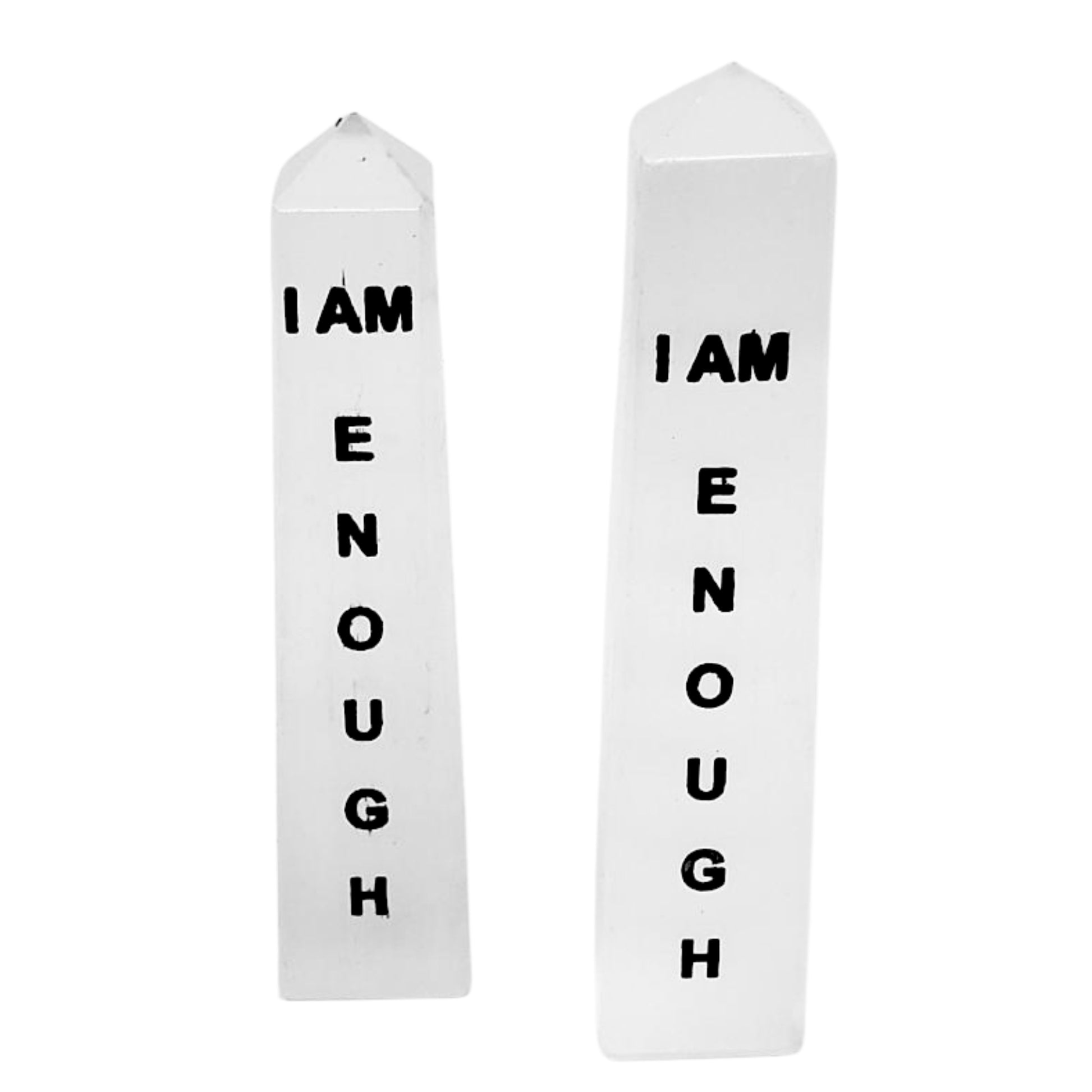 I Am Enough Selenite Crystal Tower