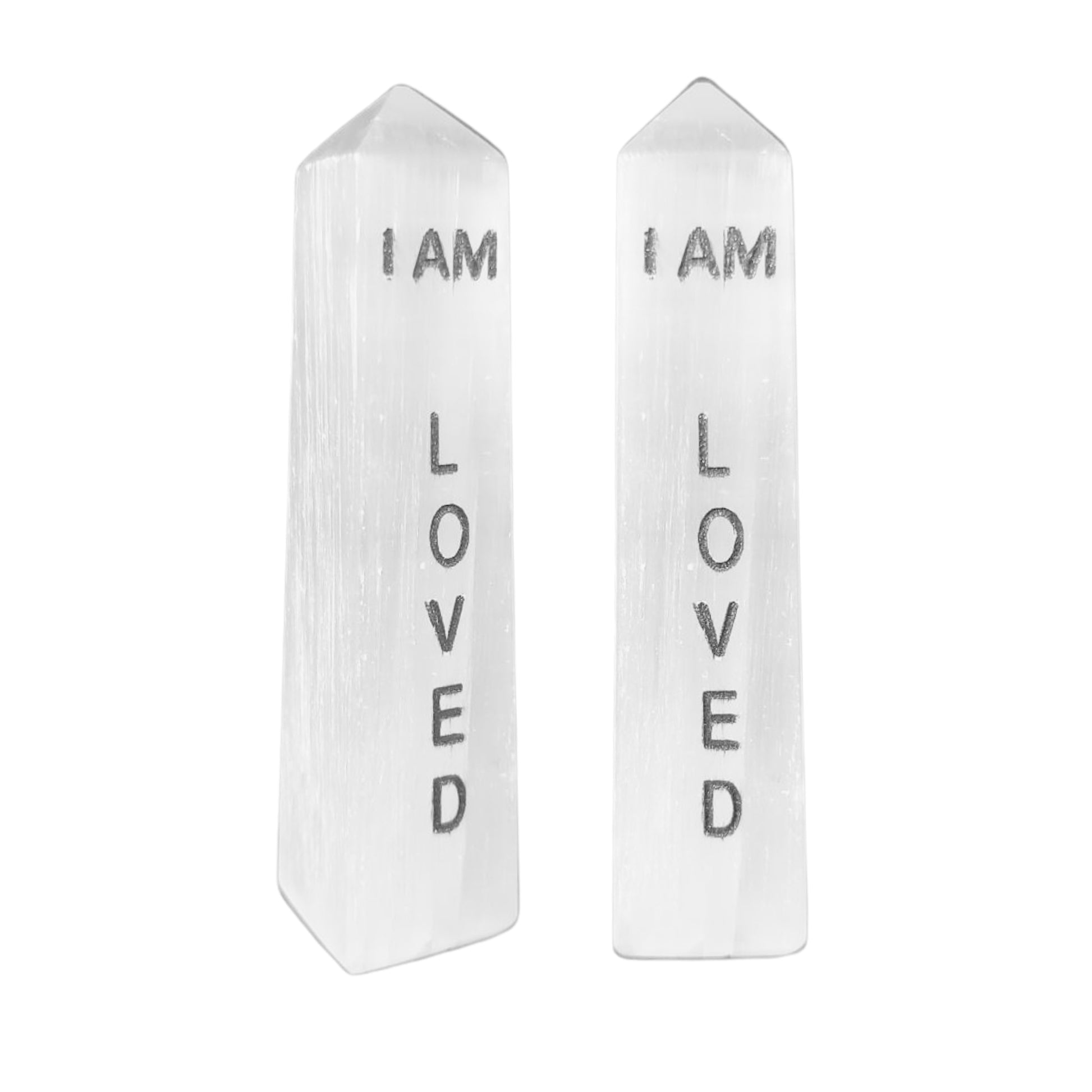 I Am Loved Selenite Crystal Tower