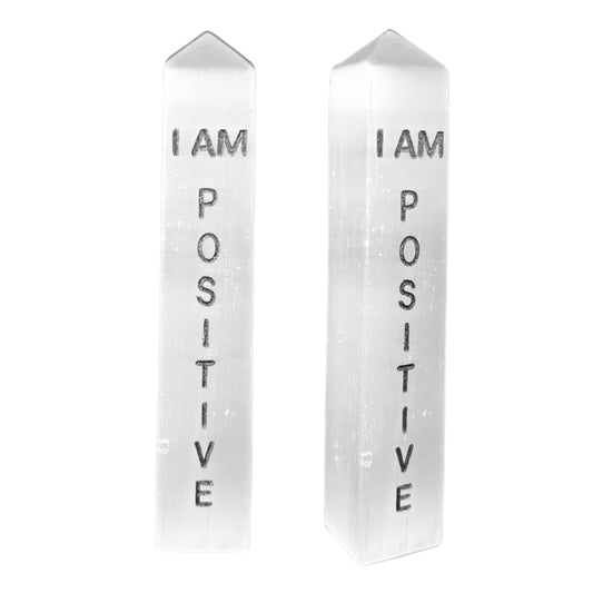 I Am Positive Selenite Crystal Tower