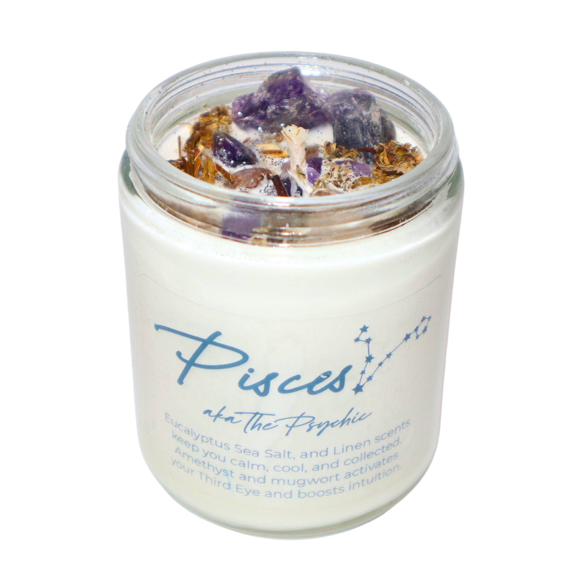 Pisces Zodiac Crystal Candle