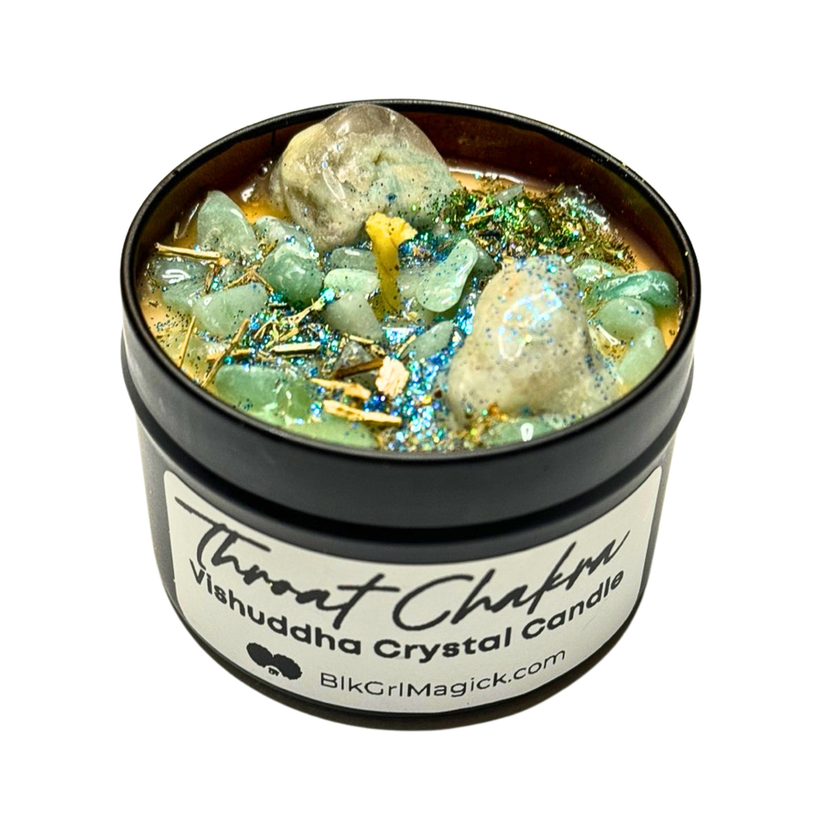 Throat Chakra Crystal Candle