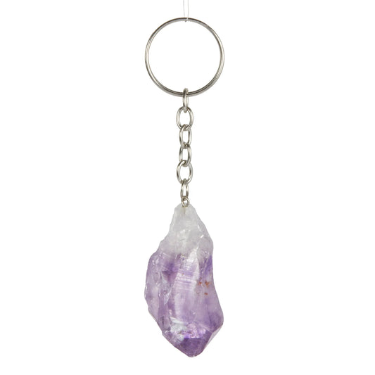 Raw Amethyst Crystal Keychain