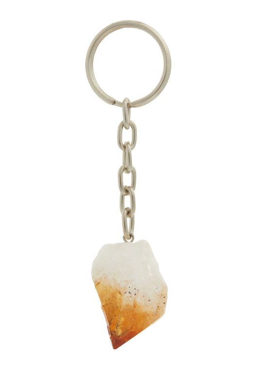 Raw Citrine Crystal Keychain