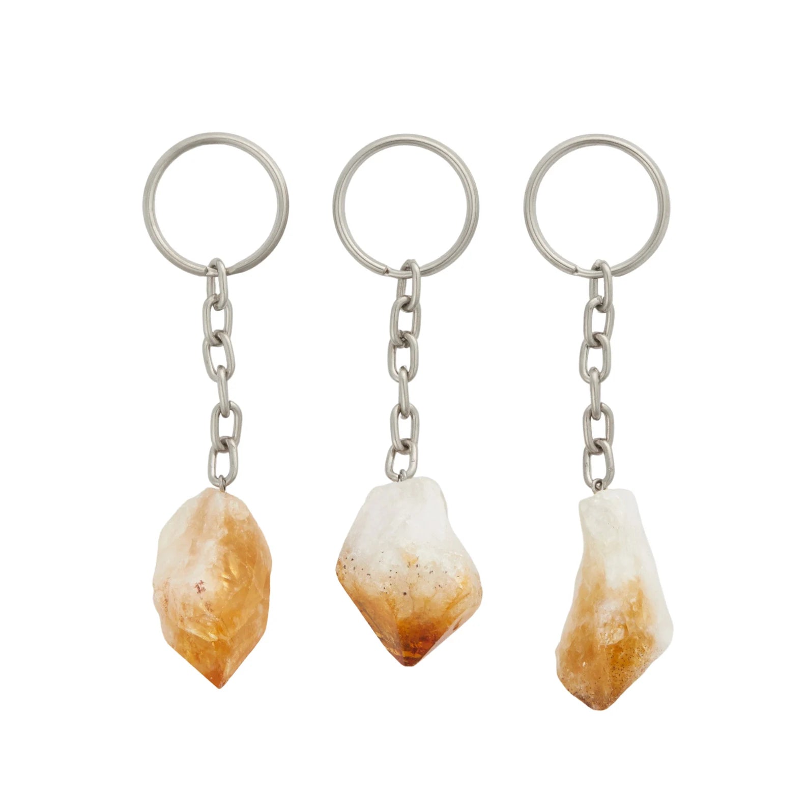 Raw Citrine Crystal Keychain