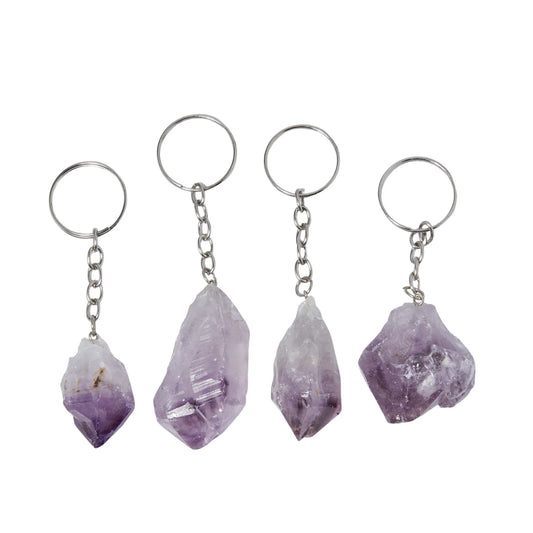 Raw Amethyst Crystal Keychain