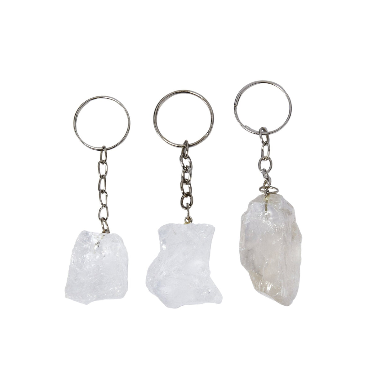 Raw Clear Quartz Crystal Keychain